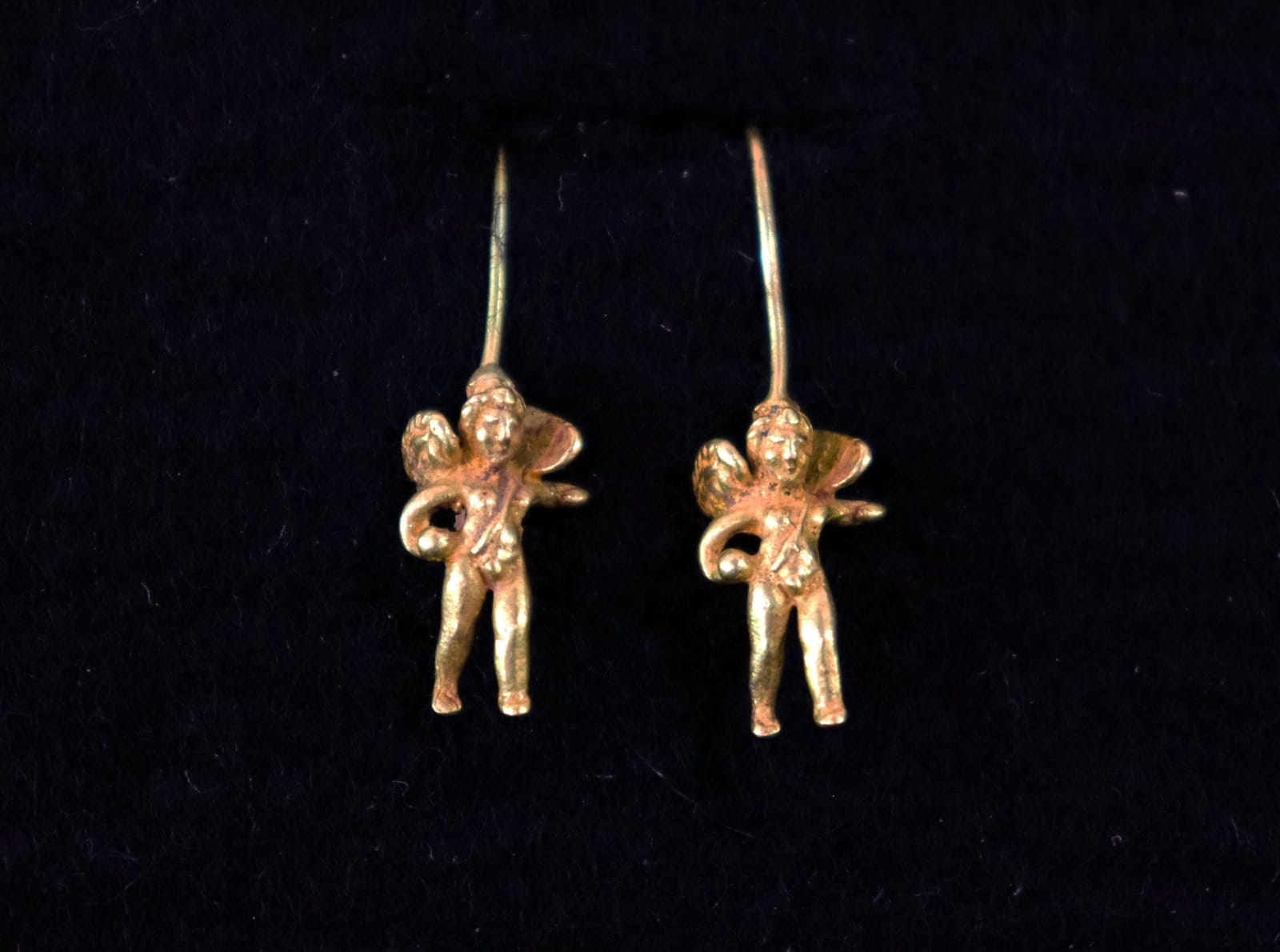 Pair of Roman Gold Cupid Earrings, 100 CE - 300 CE