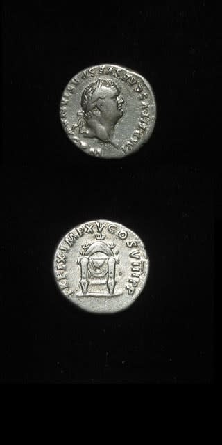 Silver Denarius of Emperor Titus, 79 CE - 81 CE