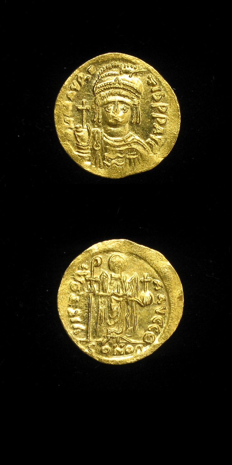 Byzantine Gold Solidus of Emperor Maurice Tiberius, 582 CE - 602 CE