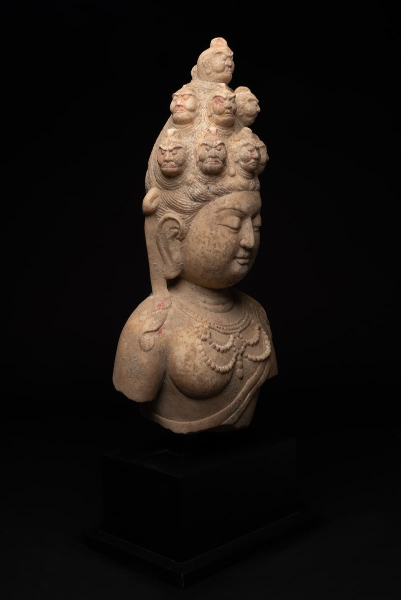 Sui Marble Sculpture of Eleven-Headed Avalokitesvara, 581 CE - 618 CE