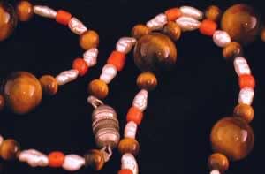 Necklace Of Pearls, Coral, Tiger's Eye Beads