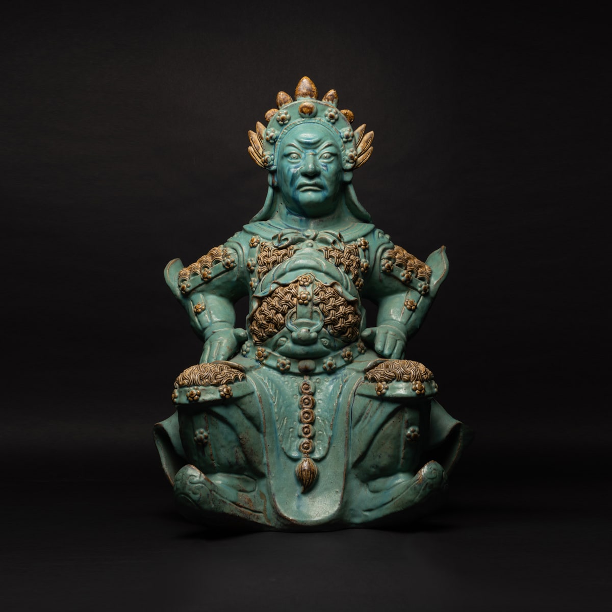 Turquoise statue of a seated warrior, 1500 BCE - 1800 CE