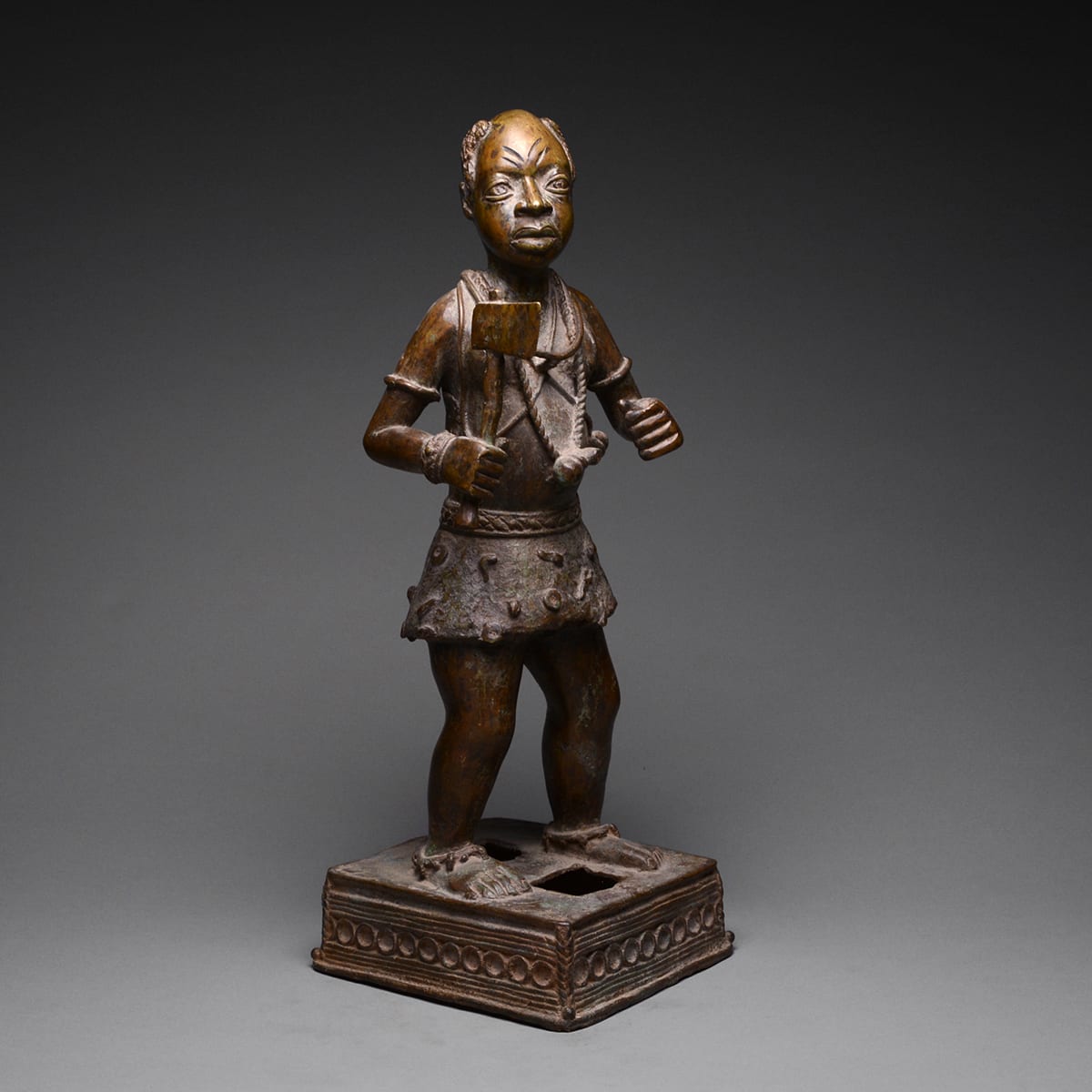 Benin Style Bronze Sculpture of a Man, 20th Century CE