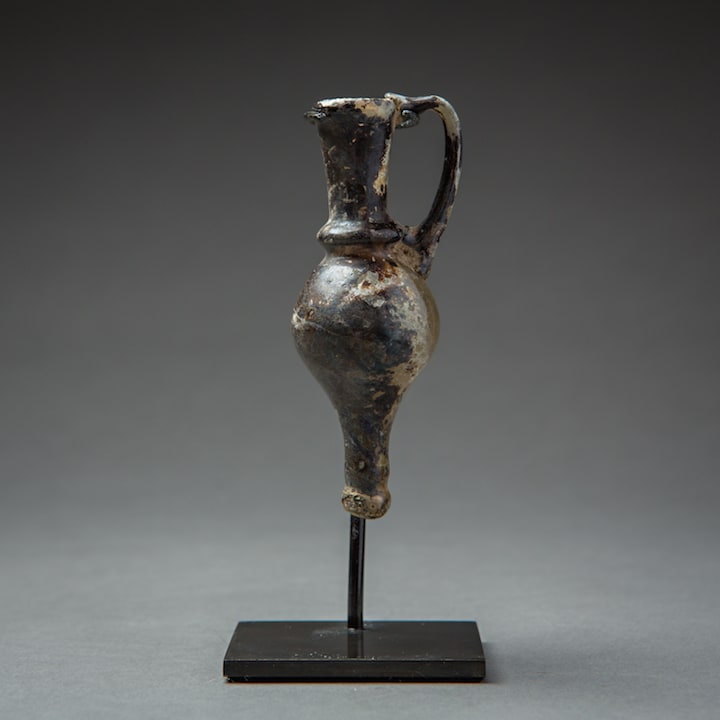 Roman Glass Vial with Handle, 2nd Century CE - 4th Century CE