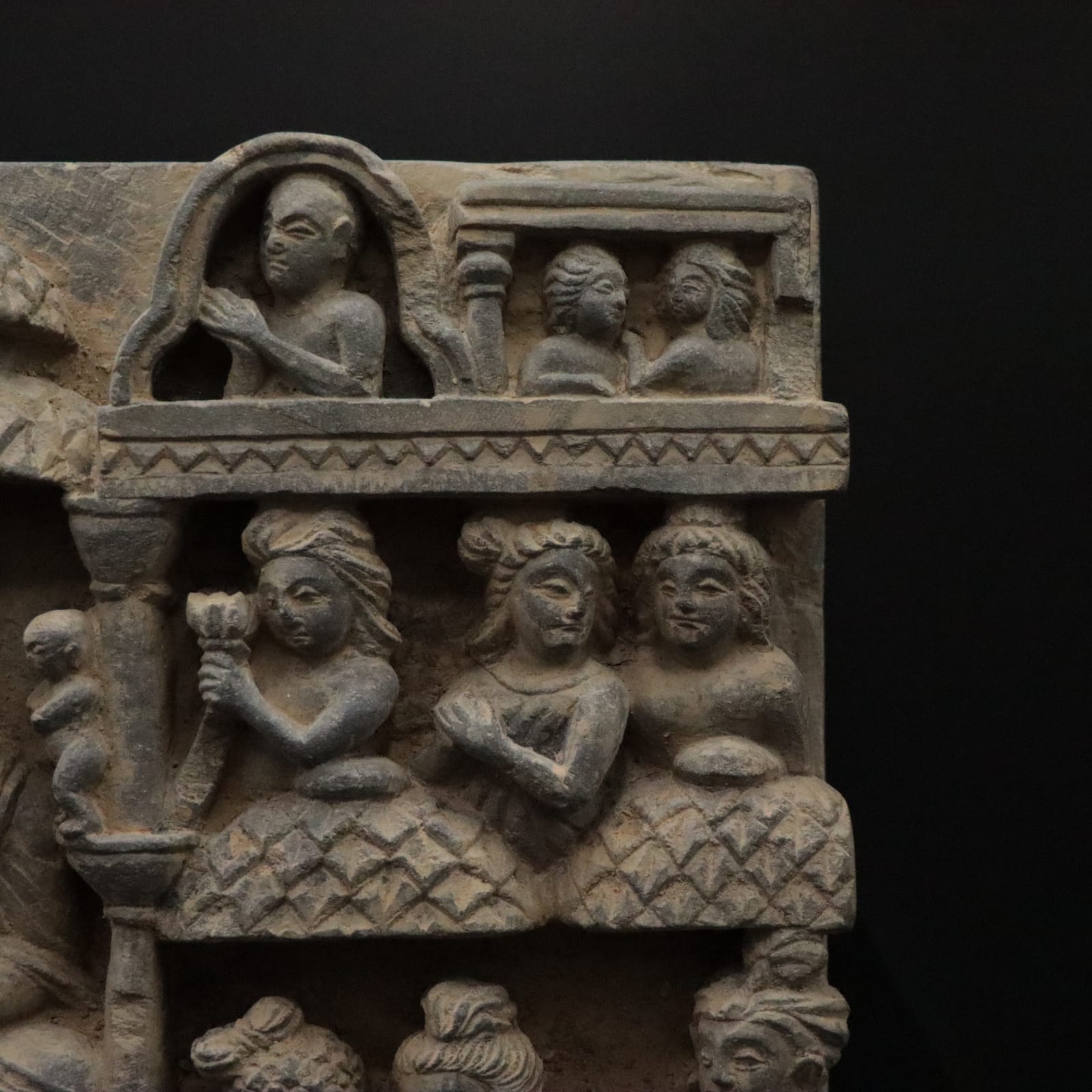 Gandharan Schist Relief Depicting a Scene from the Life of the Buddha Maitreya, 100 - 300 CE