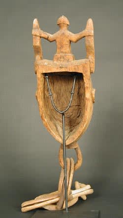 Baule Wooden Mask with a Chain, 20th Century CE