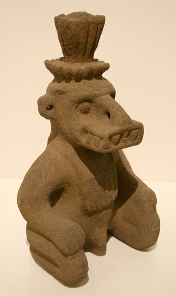 Basalt Sculpture of a Kneeling Man, 1000 CE - 1550 CE