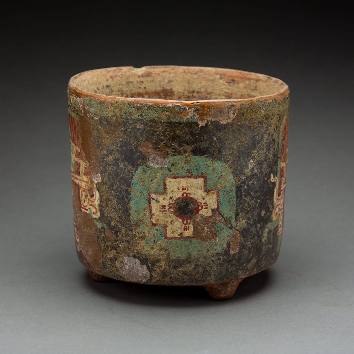 Teotihucan Polychrome Cylindrical Bowl, 250 CE - 650 CE