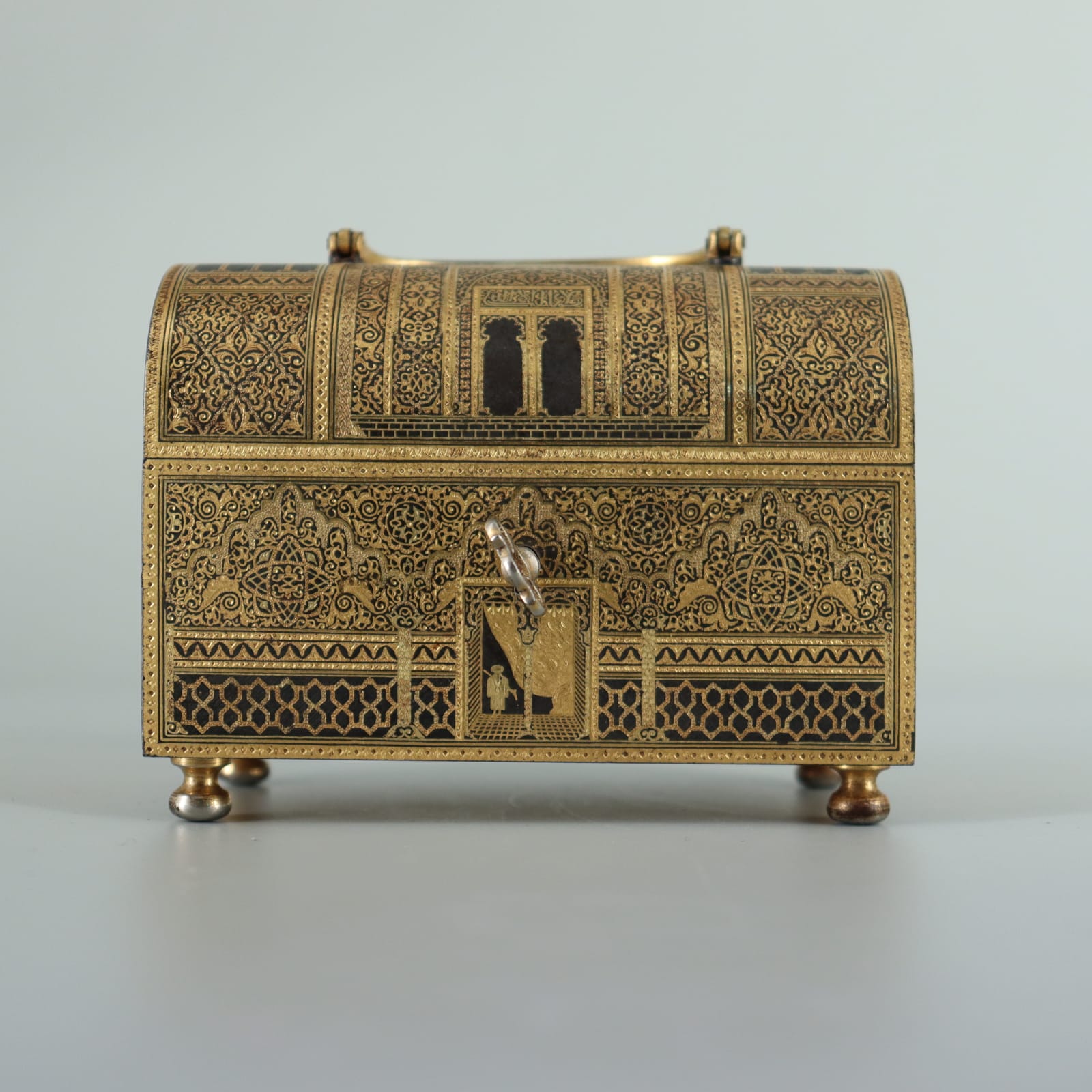 Toledo Workshop Damascened Jewellery Casket, 19th Century CE - 20 CE