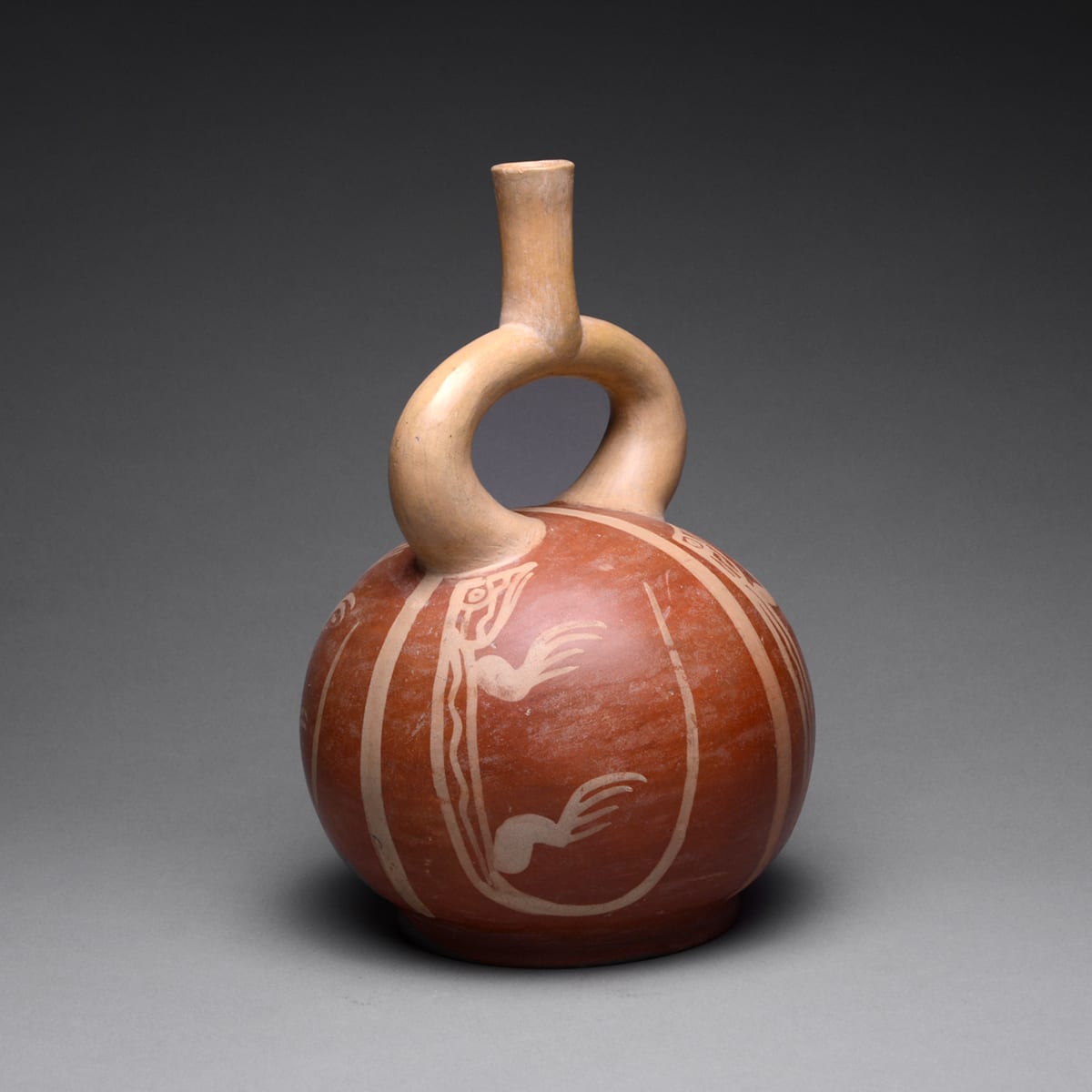 Moche Stirrup Vessel with Four Lizards, 1 CE - 200 CE