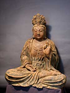 Wooden Sculpture of a seated Guanyin, 17th Century CE