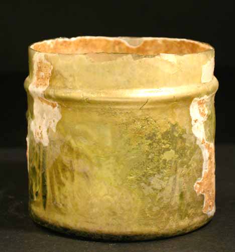 Roman Yellow-Green Glass Pyxis, 50 CE - 200 CE