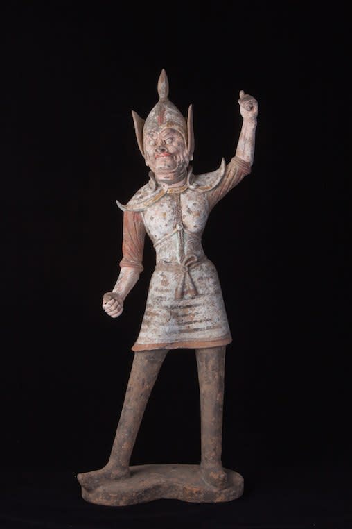 Pair of Tang Painted and Gilt Terracotta Warriors, 618 CE - 906 CE