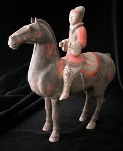 Han Polychrome Horse and Rider, 206 BCE - 220 CE