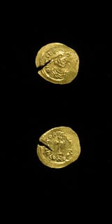 Byzantine Gold Tremissis of Emperor Maurice Tiberius, 582 CE - 602 CE