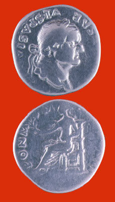 Silver Denarius of Emperor Vespasian, 69 CE - 79 CE
