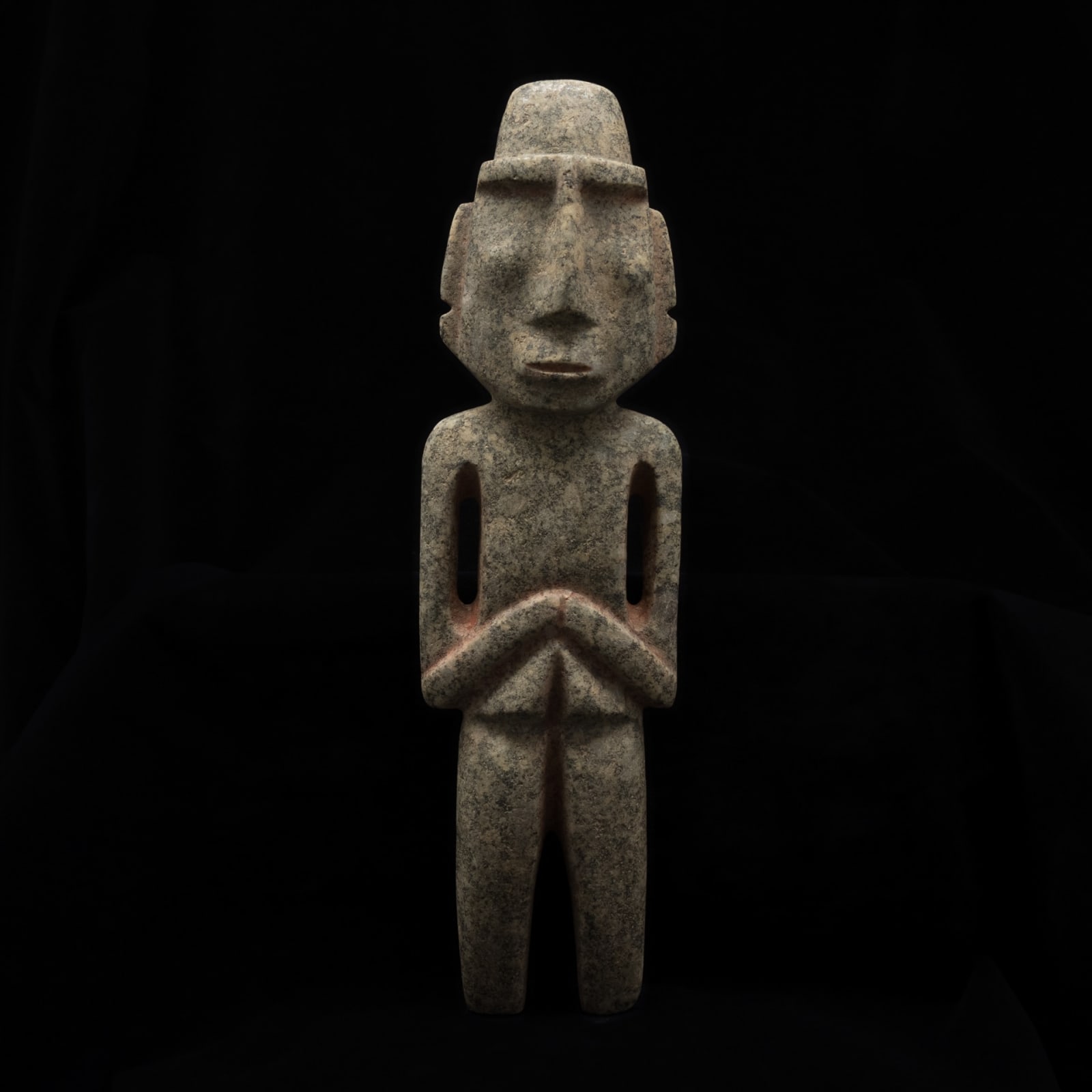 Grey-green Carved Serpentine Schist Standing Mezcala Anthropomorphic Figure (M14 Type), 300 BCE - 300 CE