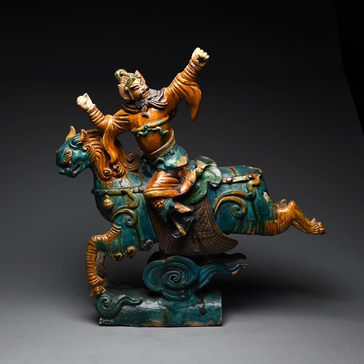 Ming Glazed Terracotta Sculptural Tile From a Temple Roof, 1368 CE - 1644 CE