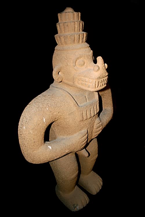 Basalt Sculpture Of A Standing Masked Figure, 1000 CE - 1550 CE