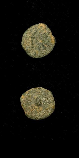 Bronze Prutah of the Procurator of Judea <i>Valerius Gratus</i>, 17 CE