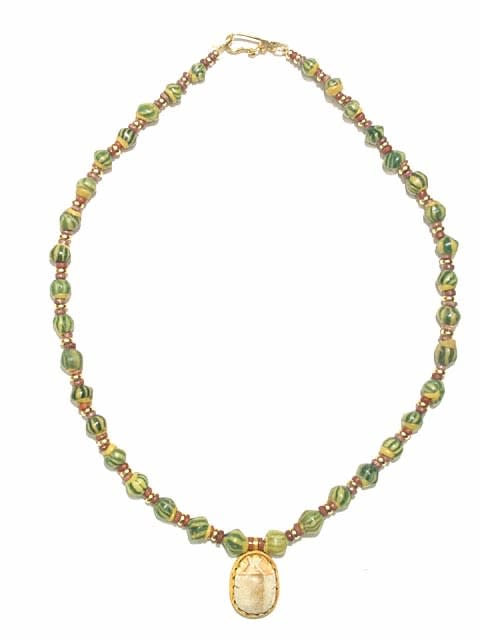 Necklace Of An Egyptian Scarab,Beads & Faience, 1575 BCE - 1100 BCE