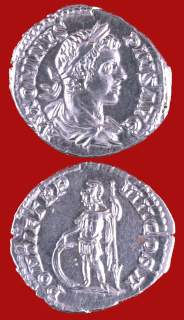 Silver Denarius of Emperor Caracalla, 200 CE - 210 CE