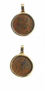Gold Pendant with Bronze Coin of Emperor Licinius I, 308 CE - 324 CE