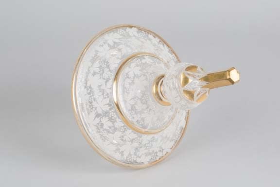 Clear glass etched sweet-meat lidded vessel, 19th Century CE