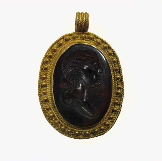 Intaglio Set in a Gold Pendant