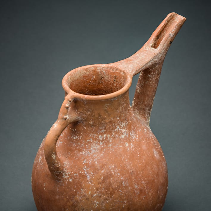 Terracotta Spouted Jug with Conjoined Loops Handle, 1200 BCE - 700 BCE
