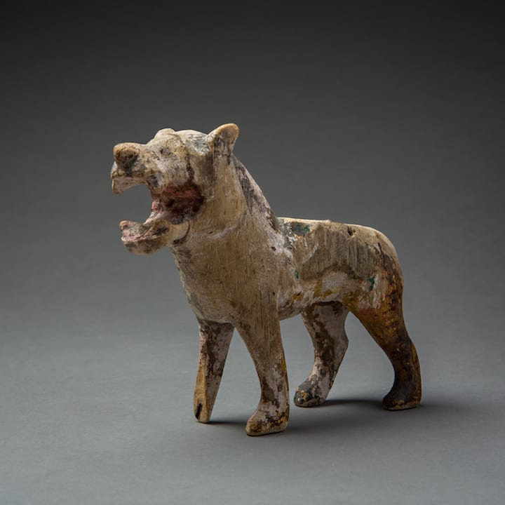 Wood Standing Lion with Open Mouth, 900 CE - 1300 CE