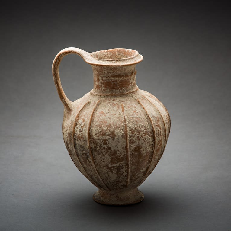 Late Bronze Age Cypriot Ribbed Terracotta Jug, 1500 BCE - 1250 BCE