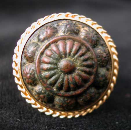 Gold Ring with Roman Bronze Button, 100 CE - 300 CE