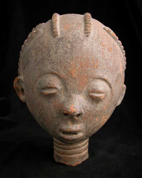 Asante Terracotta Funerary Head, 17th Century CE - 19th Century CE
