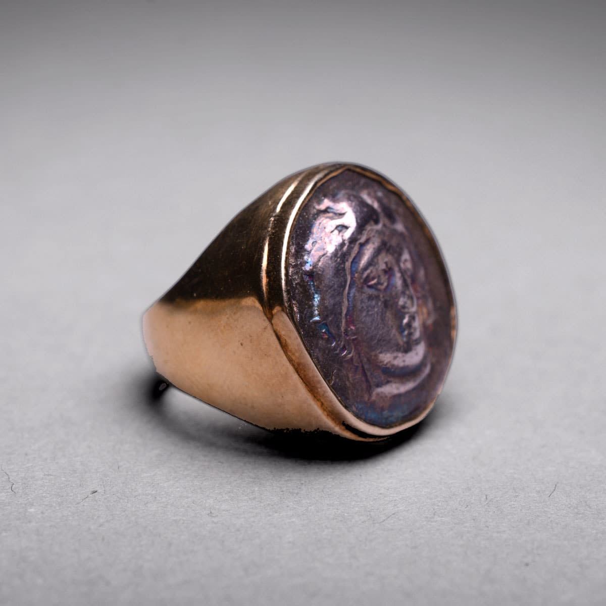 Gold Ring Featuring a Silver Didrachm from the Island of Rhodes, 3 Century BCE