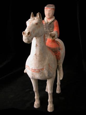 Han Polychrome Horse and Rider, 206 BCE - 220 CE