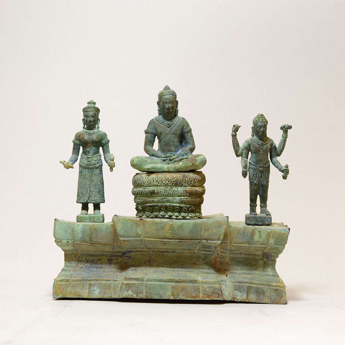 Khmer Bronze Triad, 12th Century CE - 13th Century CE