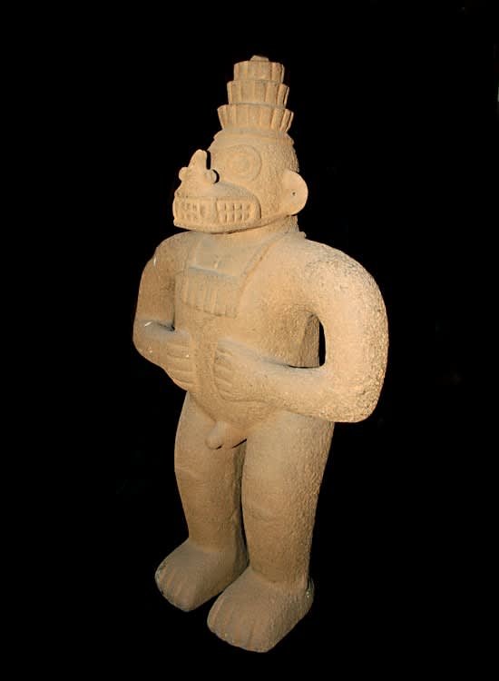 Basalt Sculpture Of A Standing Masked Figure, 1000 CE - 1550 CE