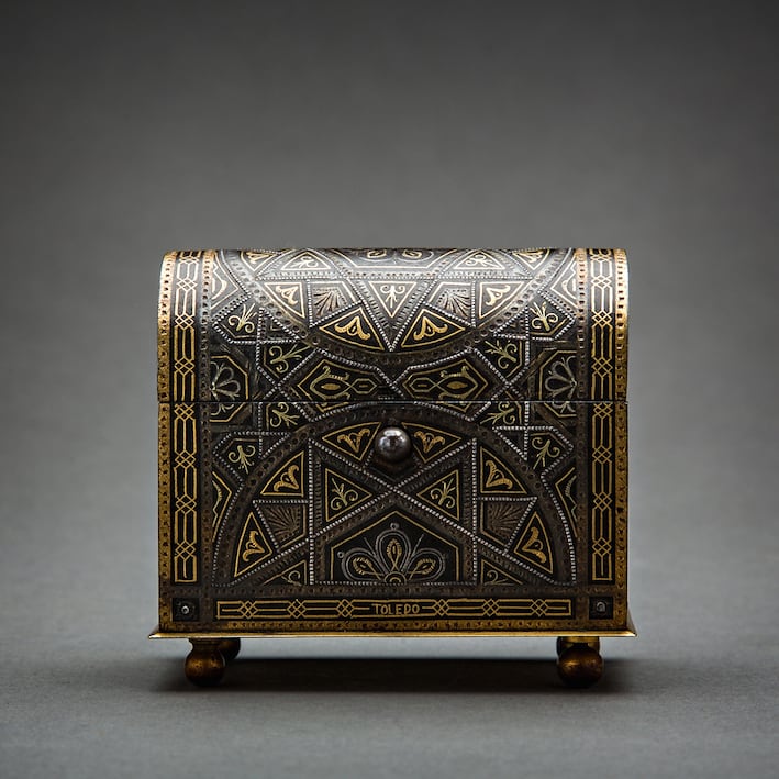 Toledo Workshop Gold Damascened Casket, 19th Century CE - 20th Century CE