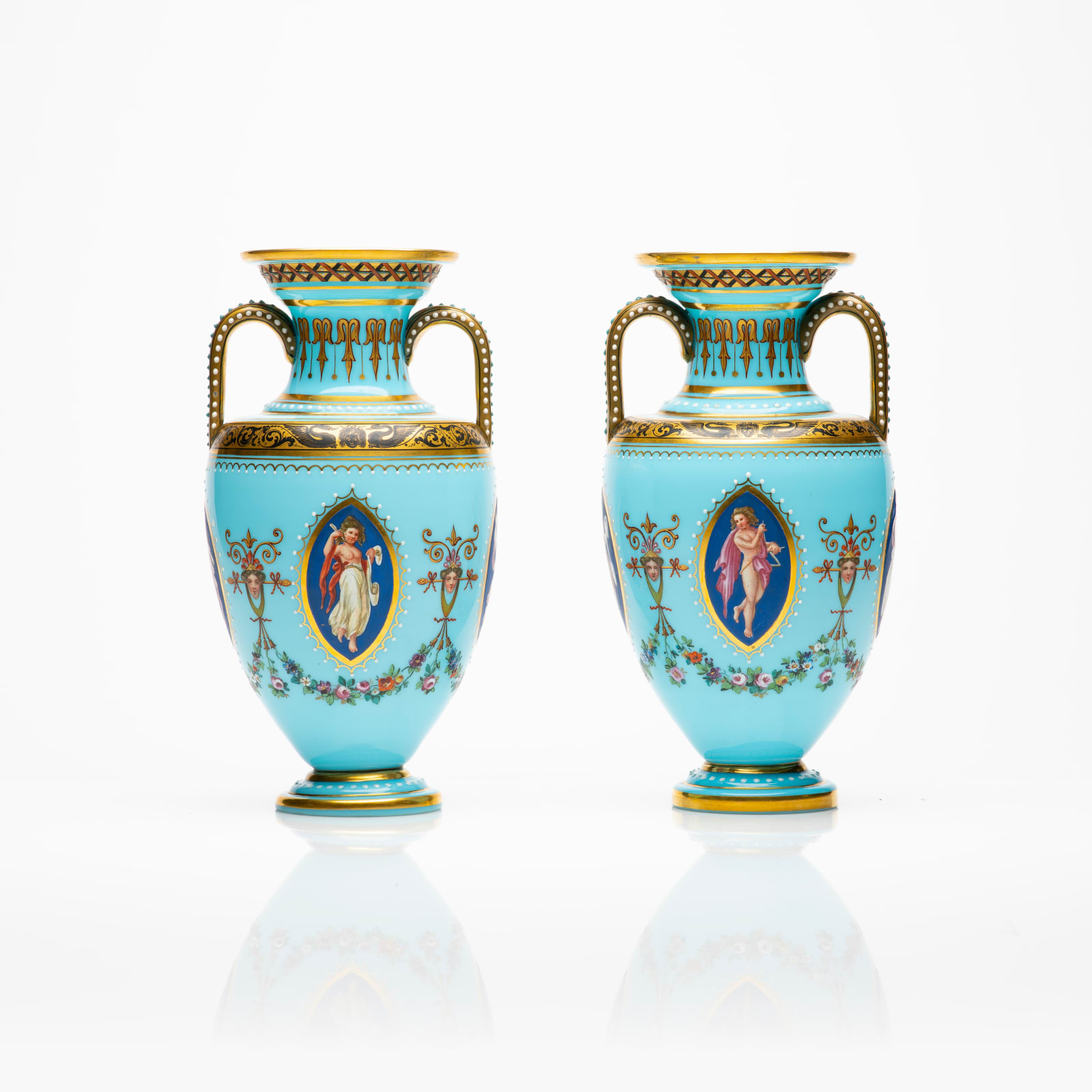 A Pair of Bacarat Blue Glass Vases, 19th Century