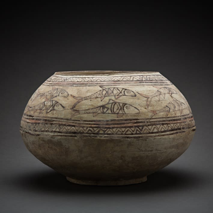 Large Indus Valley Terracotta Vessel Decorated with Fish Motifs, 3000 BCE - 2000 BCE