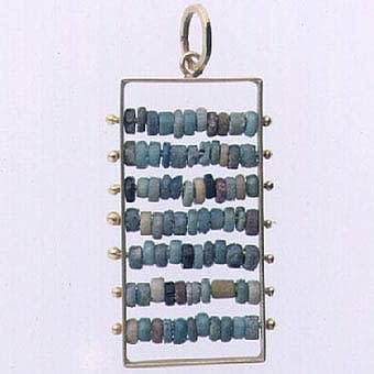Egyptian Faience Beads Set In An 18k Gold Pendant, 1600 BCE - 1100 BCE
