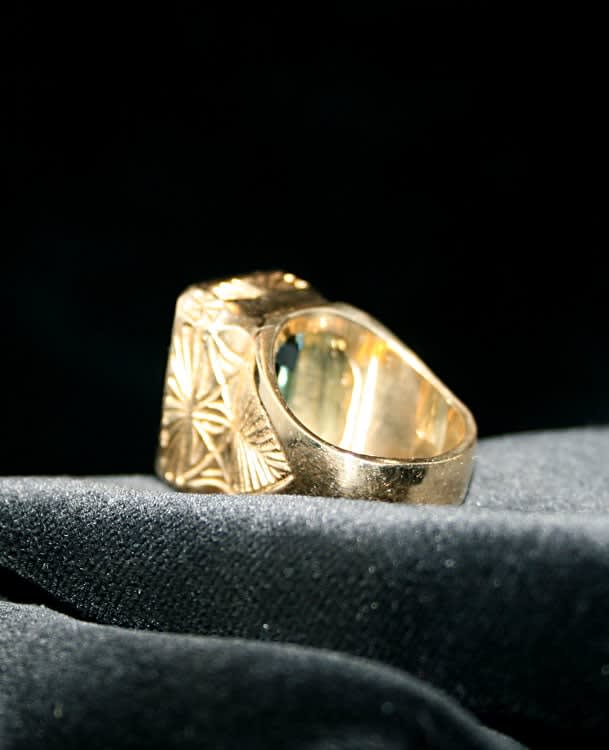 18 Karat Gold Ring Set with a Blue Topaz