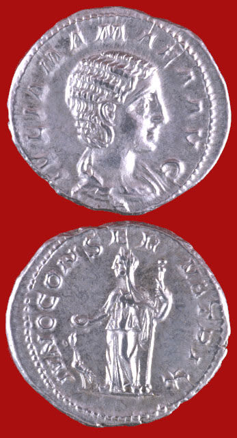 Silver Denarius of Julia Mamaea, 222 CE - 235 CE