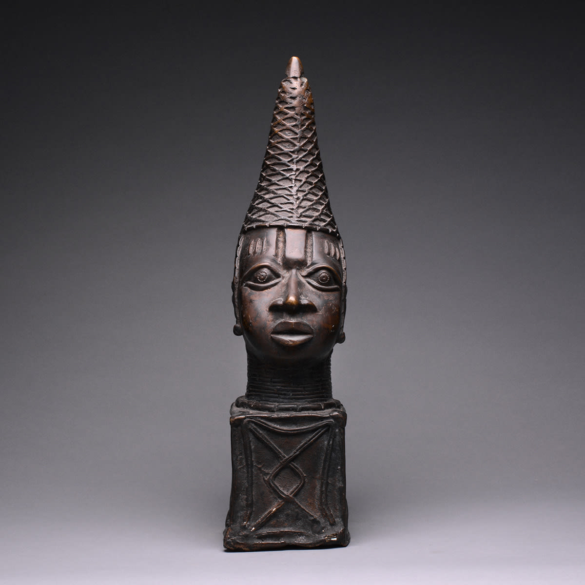 Benin Style Bronze Head of a Mother Queen, 20th Century CE