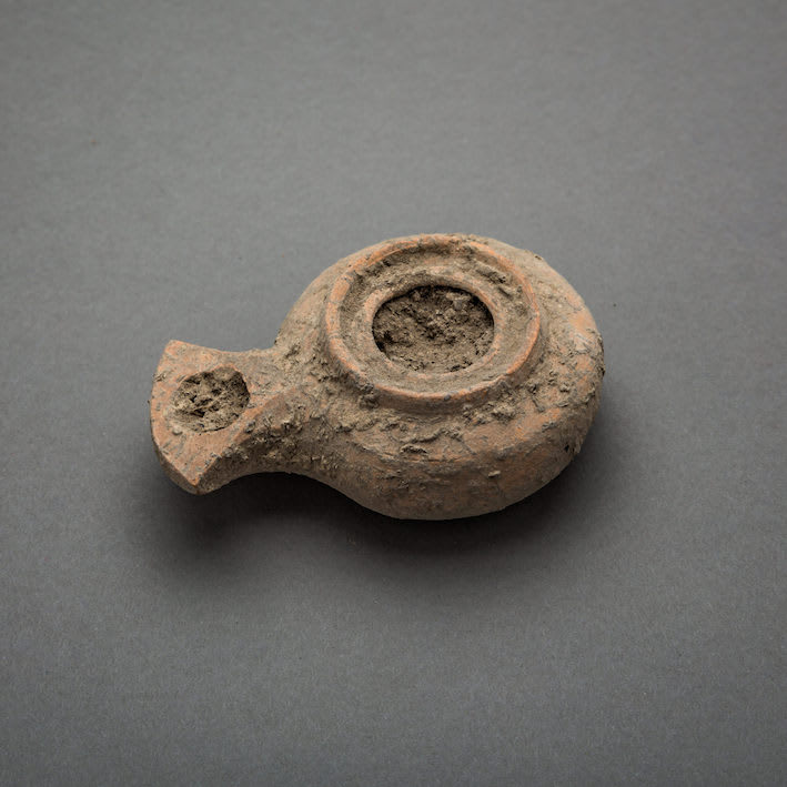 Herodian period terracotta oil lamp, 1 Century BCE - 1st Century CE