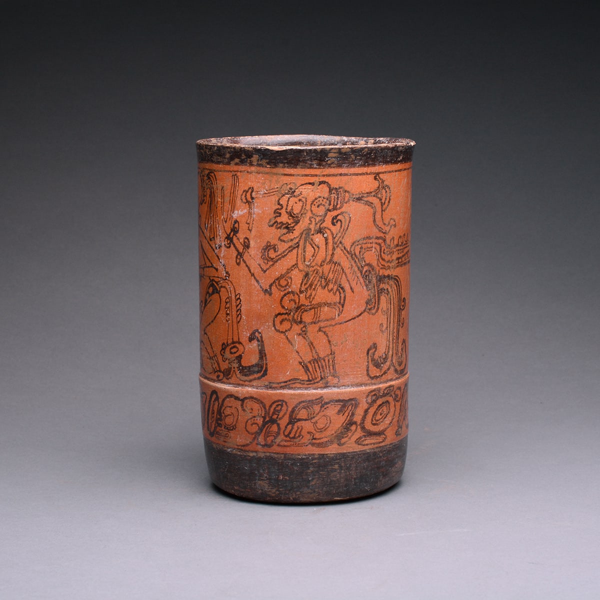 Mayan Polychrome Cylindrical Vessel, 500 CE - 900 CE