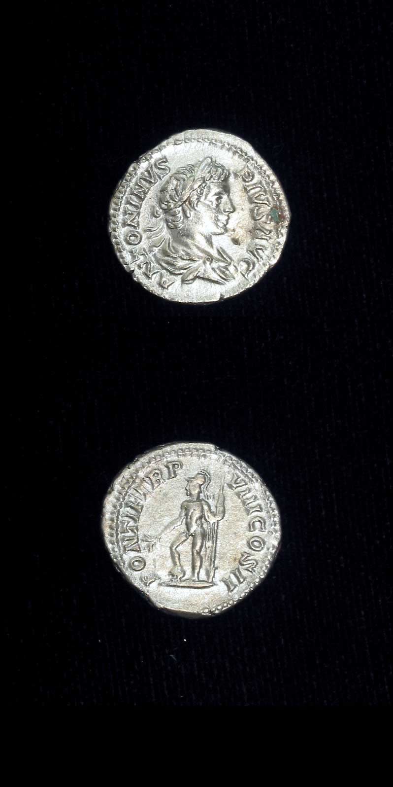 Silver Denarius of Emperor Caracalla, 200 CE - 210 CE