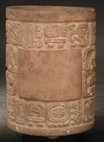 Mayan Carved Cylinder Vessel, 550 CE - 950 CE
