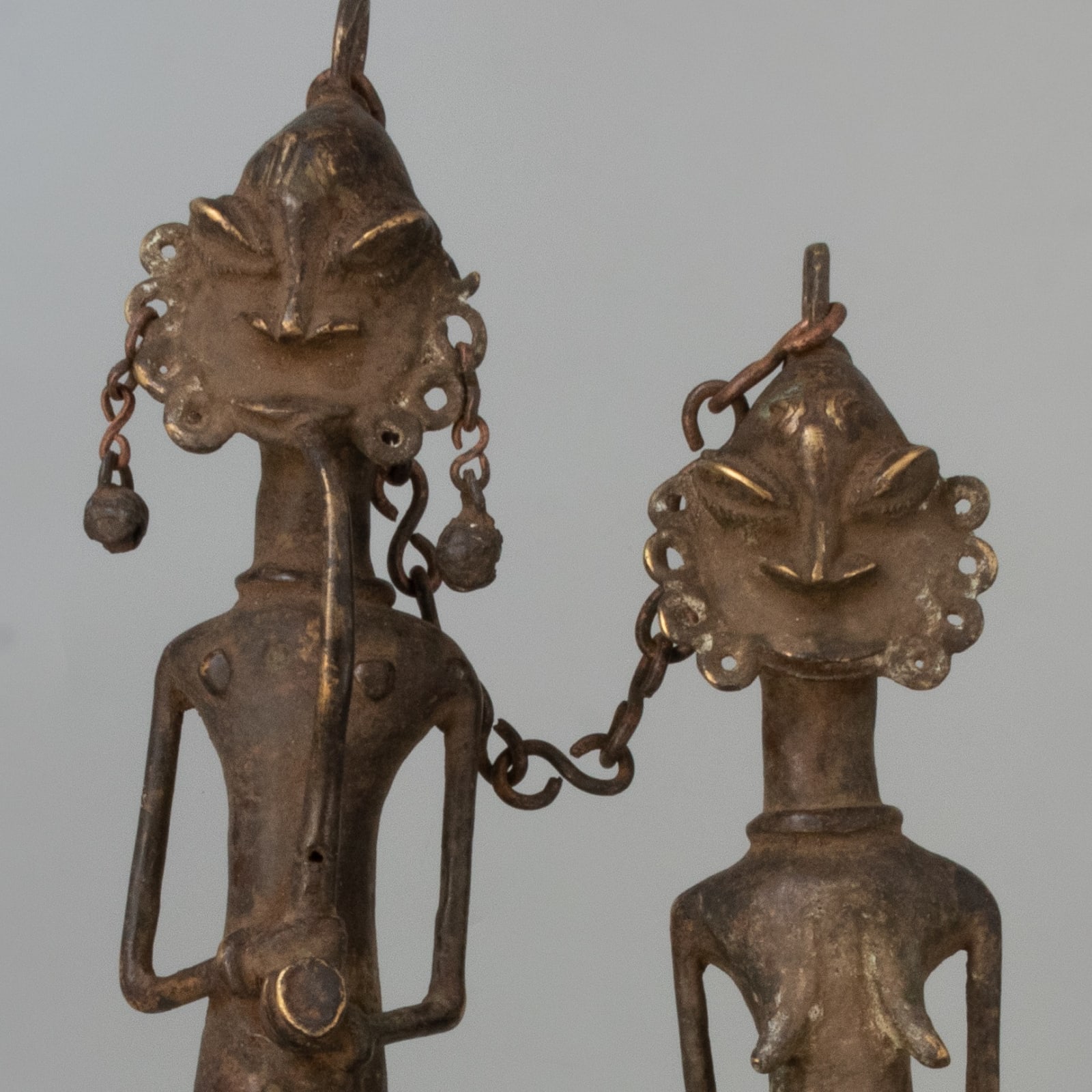 Yoruba Linked Pair of Brass Edan Sculptures, 19th Century CE - 20th Century CE